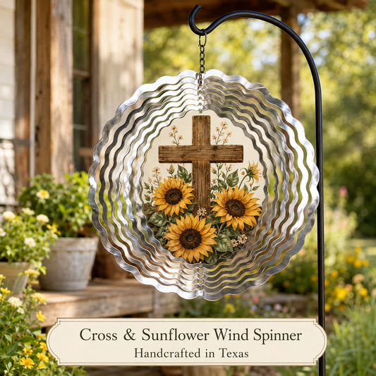 Cross & Sunflower Faith Wind Spinner