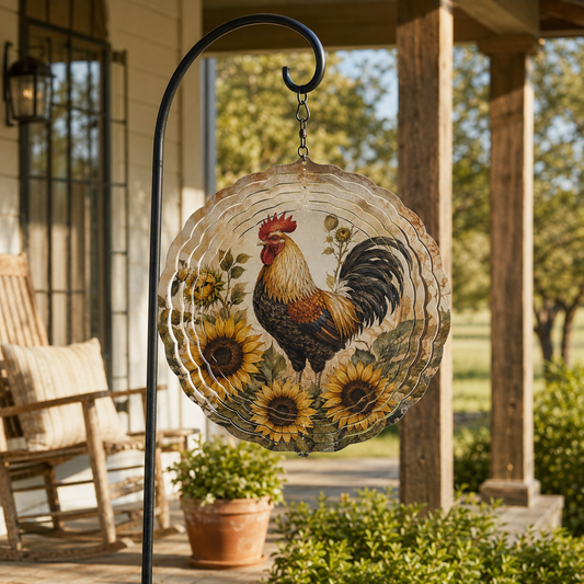 Rooster & Sunflower Farmhouse Wind Spinner