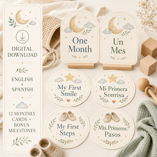 Baby's First Year Milestone Cards — Bilingual English & Spanish